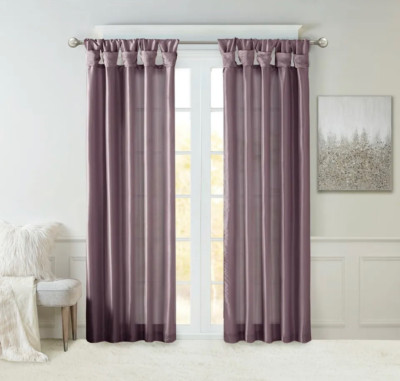 Madison Park Emilia Twist Tab Window Curtain | Purple - 50