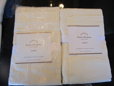 2 Pottery Barn Linen silk standard shams ivory New-image