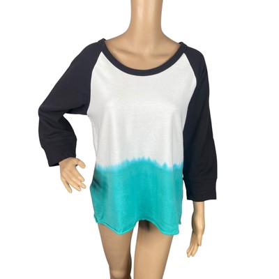 James Perse Dip Dye Baseball Colorblock Raglan Sweatshirt Knit Top Women's L-image