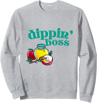 Rosh Hashanah Dippin' Boss Apple Honey Dip Jewish Unisex Crewneck Sweatshirt-image