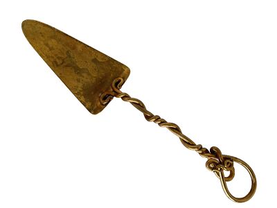 Vintage Joe Spoon Brass Hand Wrought Hammered Studio Art Cake Pie Serving Knife-image