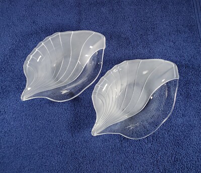 Studio Nova  Pair Frosted Clear Leaf Dish Japan L: 7 in W: 4 1/2 in H: 1 5/8 in-image
