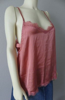 Kaari Blue Mauve Camisole Tank NWT Large Silky Adjustable Strap Dip Side Lace-image