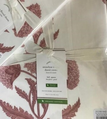 Pottery Barn Annelyse Floral Duvet Cover Blush Pink Queen Annalyse No Shams New-image