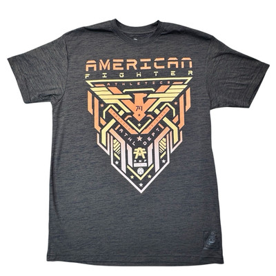 American Fighter Sz XL Men's T-Shirt Dark Brown Dip Dye Puff Print City View Tee-image