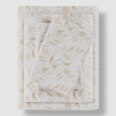 Madison Park Essential Beige Printed Percale 4-Pc. Sheet Set Size Queen-image