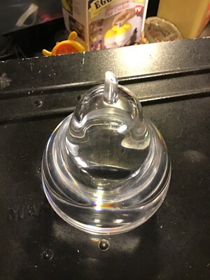 Pear Shaped Candy Bowl Clear Plastic With Green Applied Glass Leaf  Studio Nova-image