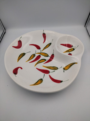 Vintage 1997 Hot Pepper by Ancora  LARGE CHIP & DIP BOWL 16 1/8