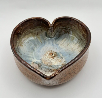 Vintage Heart Shaped studio Pottery Bowl Signed-image