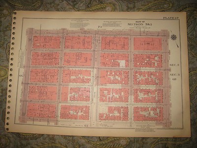 ANTIQUE 1955 MADISON PARK LEXINGTON FIFTH FIRST SECOND AVENUE NEW YORK CITY MAP-image