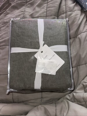 Pottery Barn Belgian Flax Linen Duvet Cover FULL QUEEN New Loden Green-image