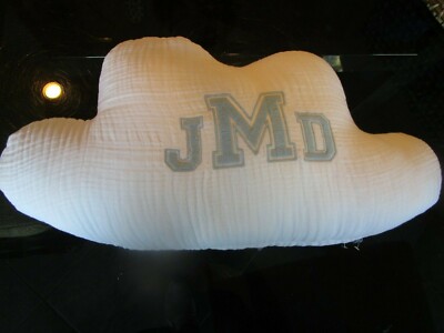 Pottery Barn Kids cloud pillow monogrammed JMD New photo shoot sample -image