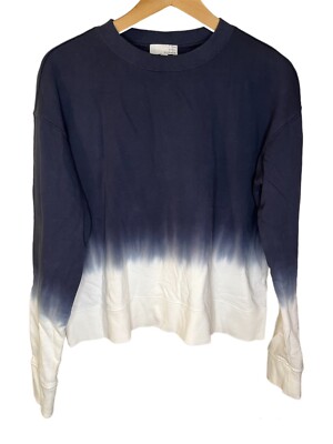 Ten Sixty Sherman Dip Dye Cropped Sweatshirt White Blue Women L-image
