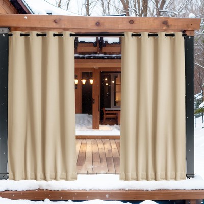 2 Panels Outdoor Curtains for Patio Waterproof & Windproof, Thermal Insulated...-image