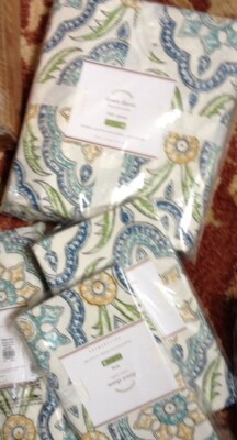Pottery Barn Dawn Medallion Duvet Cover Set Blue Green Queen 2 Standard Shams🦩-image