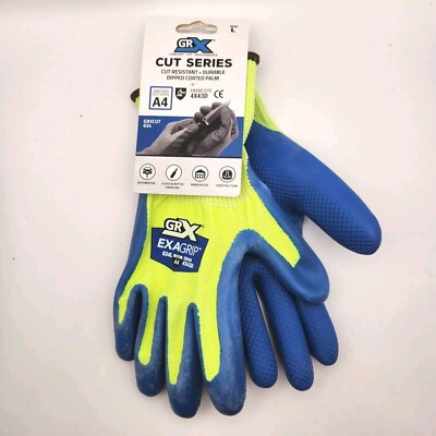 Cut Level A4 Construction Gloves Latex Dipped GRX ExaGrip - Large-image