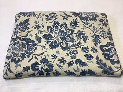 Pottery Barn Linen Blend Blue Floral King Size Duvet Cover-image