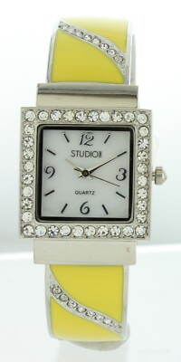 STUDIO Women's Quartz Metal Casual BANGLE Watch, Silver AND yellow-Toned STD2937-image