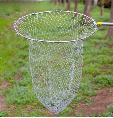 Foldable Fishing Dip Net Head Gray Braided Line Net Pocket Stainless Steel-image