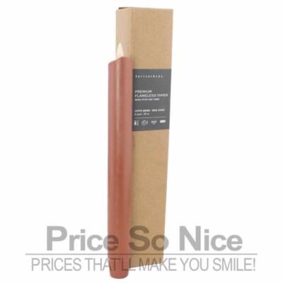 POTTERY BARN FLICKERING FLAMELESS COPPER BROWN TAPER CANDLE - 8