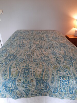 Pottery Barn Duvet Cover ~ Full Queen ~ Blue Green Rosalie Paisley Floral-image