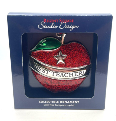 Regent Square Studio Design Best Teacher Apple Christmas Holiday Ornament-image