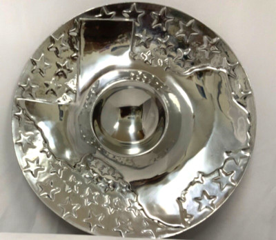 Wilton Pewter Texas Lone Star CHIP & DIP Style Tray Serving Plater Large 15