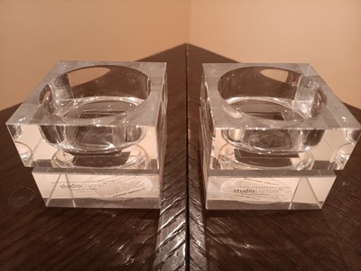 Crystal Candle Holders, Square Shape, Two Pieces, 2