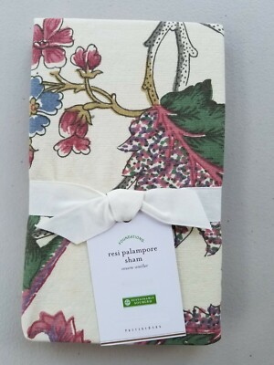 Pottery Barn Resi Palampore Standard Shams Set 2 Raspberry Red Floral Pair-image