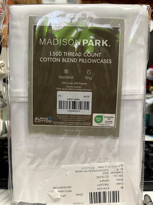 Madison Park 1500 Thread Count Cotton Blend 2 King Size Pillowcase New-image