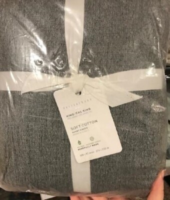 Pottery Barn Soft Cotton Duvet Cover Charcoal Gray King No Shams New🦩-image