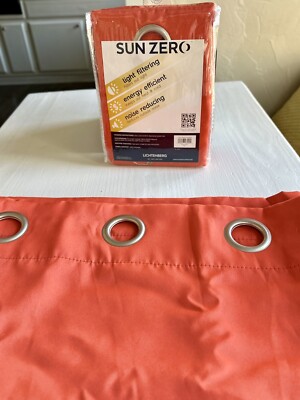NEW 95-Inch Orange Grommet Window Curtain Panel Set (4 Total)-image
