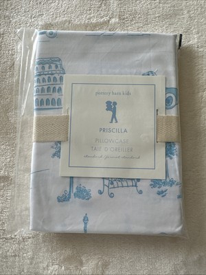 New RARE Pottery Barn Kids Blue Priscilla Paris Madeline Pillowcase-image