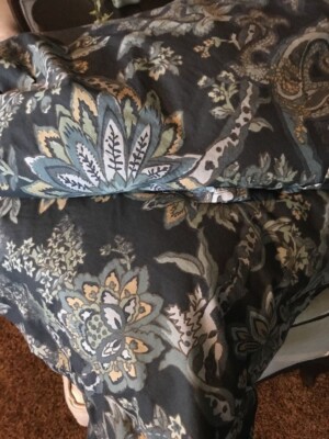 Pottery Barn Reza Duvet Cover Navy Blue King 2 Standard Shams Palampore 3p Rare-image