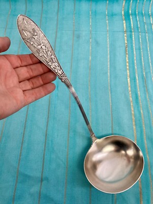 Whiting Silver Co. Honeysuckle Sterling Silver Large Soup Punch Ladle Gorham-image