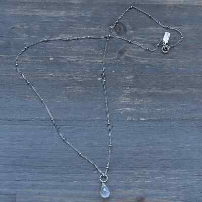 Lotus Jewelry Studio Sterling Silver Necklace Teardrop Faceted Crystal Pendant-image