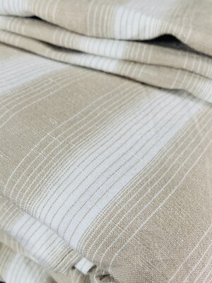 Pottery Barn Jamie Stripe Duvet Cover & Sham Flax Neutrals Beige Striped-image