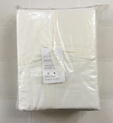 Pottery Barn TENCEL Duvet Cover King California King  ~ White NWT-image