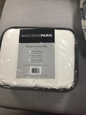 Madison Park 100% Cotton Duvet Set, Full/Queen Tassel Ivory, Retail $160 New!-image