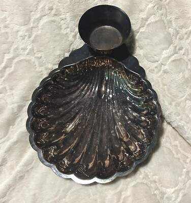 large Silverplate Clam Shell Chip And Dip-image