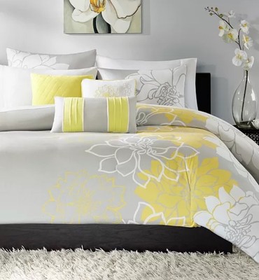 Madison Par King Lola 6 Piece Printed Duvet Cover Set Yellow/Grey-image