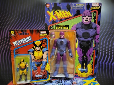 Hasbro Marvel Legends Series Retro 375 X-Men Wolverine & Sentinel Both MOC-image
