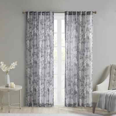 Madison Park Simone Floral Design Sheer Single Window Curtain, 50