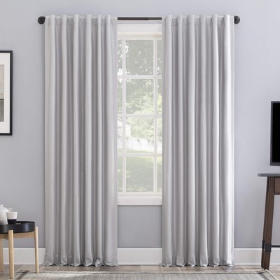 Greyson Faux Dupioni Silk Thermal Extreme Total Blackout Back Tab Curtain Pan...-image