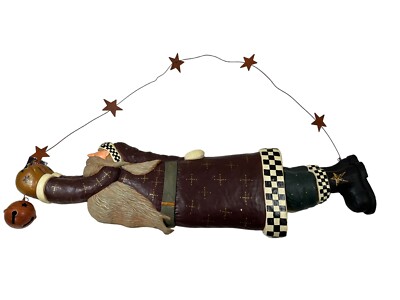 NEW VTG Williraye Studio 2003 Flying Santa Rare Wall Hanging WW2618 Bells-image