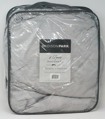 Madison Park Giselle Tufted Seersucker Duvet Cover ONLY - KING / CAL KING - Grey-image