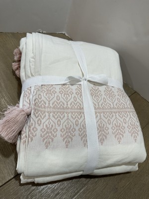 Pottery Barn Teen Indira Jacquard Full Queen Duvet Cover  Vintage Rose tassel-image