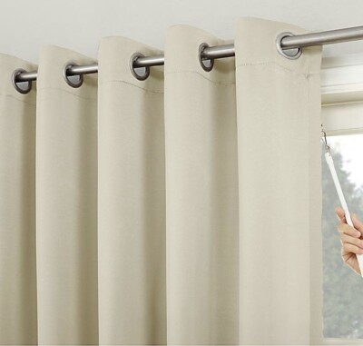 SUN ZERO Mariah 40”x63” Grommet Window Curtain Panel Room Darkening in Pearl NEW-image