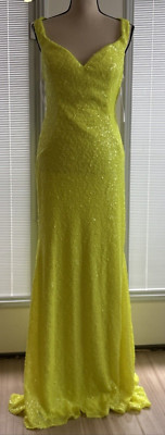 Studio 17  Prom Dress Neon Green Sequin Size 8-image