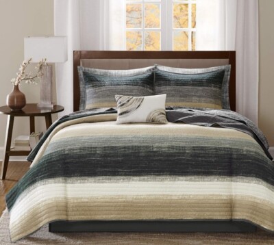 Madison Park Essentials Saben Quilt Set with Cotton Bed Sheets-image